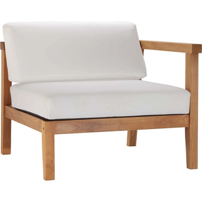 Ellie Teak Wood 2-Seater Loveseat by Evans & Londeen in natural white. Made from fabric cartenza 130, foam density 22 in a modern style.