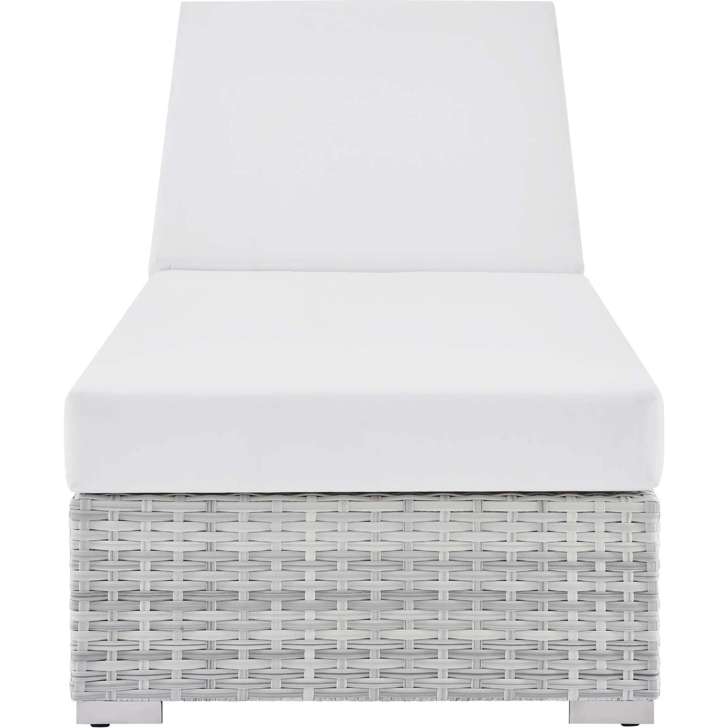 024 SI-1927481 | Additional Silo | Amelia Chaise by Evans & Londeen in light gray white. Made from seat cushion is 30*47*5 in, seat cusion: all the nov-woven bags are waterproof. 6pcs polished 201 stainless steel l leg with size 4.5*4.5*1in. 2pcs #201 stai