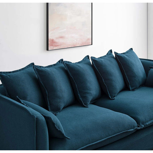 Cleburne Slipcover Sofa by Evans & Londeen. Made from wood frame, zigzag spring, foam density 32kgs, m3, spring package 76*44.5*6.5cm*φ1.9=2, 100% polyester, plastic legs in black color, with white foot pins in a modern style.