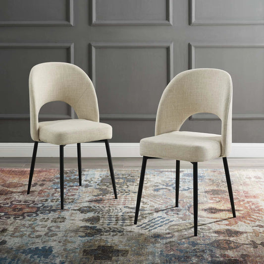 Alamosa Upholstered Fabric Dining Chair (Set of 2) by Evans & Londeen. Made from 100% polyester, yuhua, shaotai fabric, 4pcs of black pastic foot pins, metal tube matte black coating, plywood in a modern style.