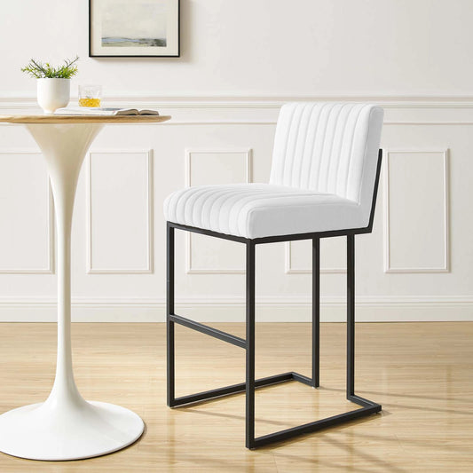 Oswego Channel Bar Stool by Evans & Londeen in white. Made from plywood, 2 layers of foam, m3, 100% polyester in a modern style.