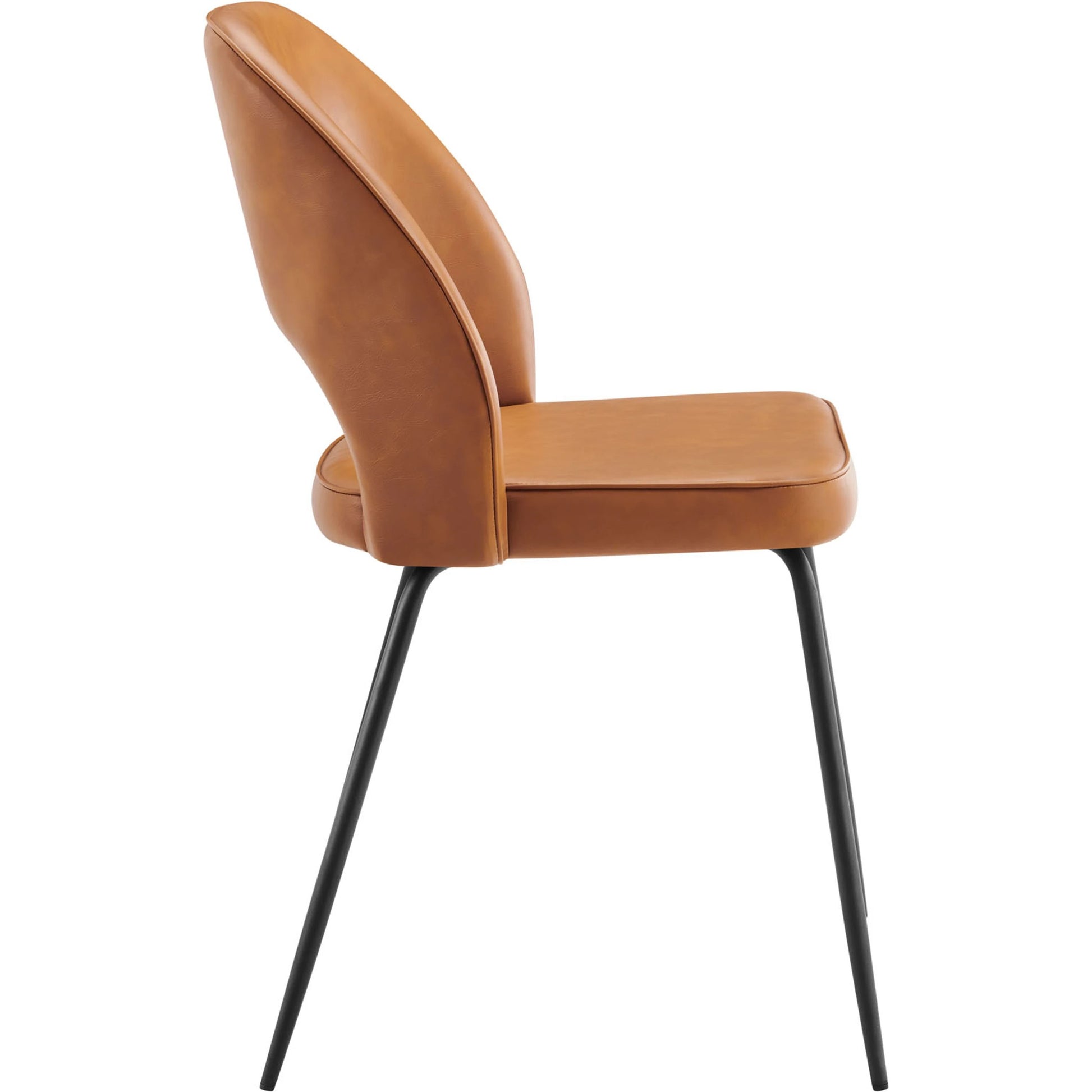 Piscataquis Vegan Dining Chair (Set of 2) by Evans & Londeen in black tan. Made from metal painting frame for back, seat. seat board is15mmt plywood board, foam density 20kg, m3, 100% polyester, tube size φ19*1.2mm, bottom with adjusta