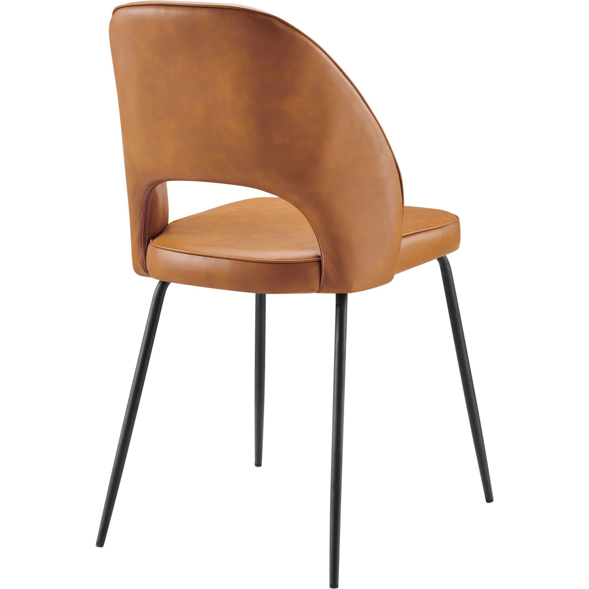 Piscataquis Vegan Dining Chair (Set of 2) by Evans & Londeen in black tan. Made from metal painting frame for back, seat. seat board is15mmt plywood board, foam density 20kg, m3, 100% polyester, tube size φ19*1.2mm, bottom with adjusta