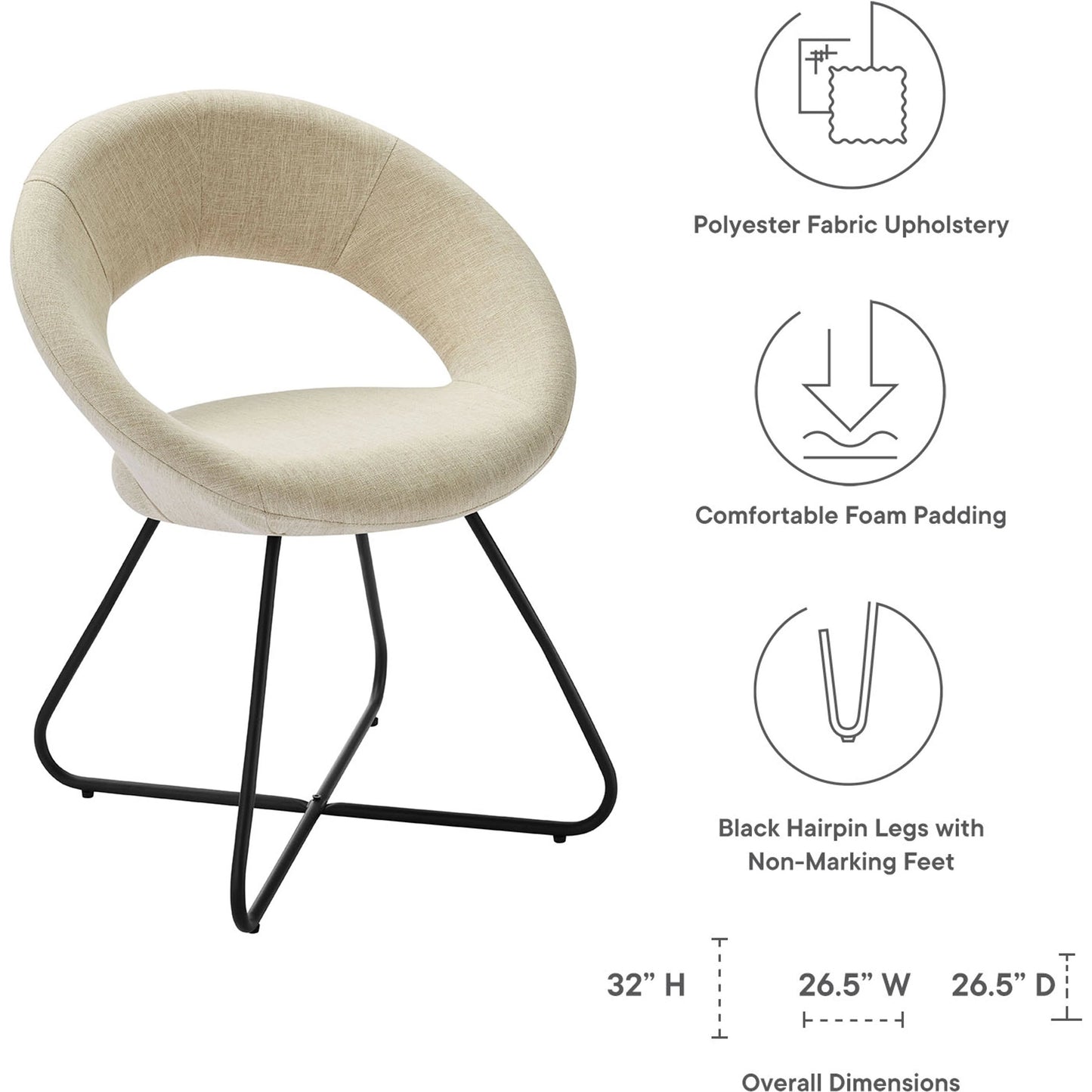 015 SI-1928053 | Closeup | Houston Dining Chair (Set of 2) by Evans & Londeen. Made from metal painting frame for back, seat board: 15mmt plywood board, foam density 20kg, m3, 100% polyester, legs is of dia 16*1.2mm tube in a modern style.