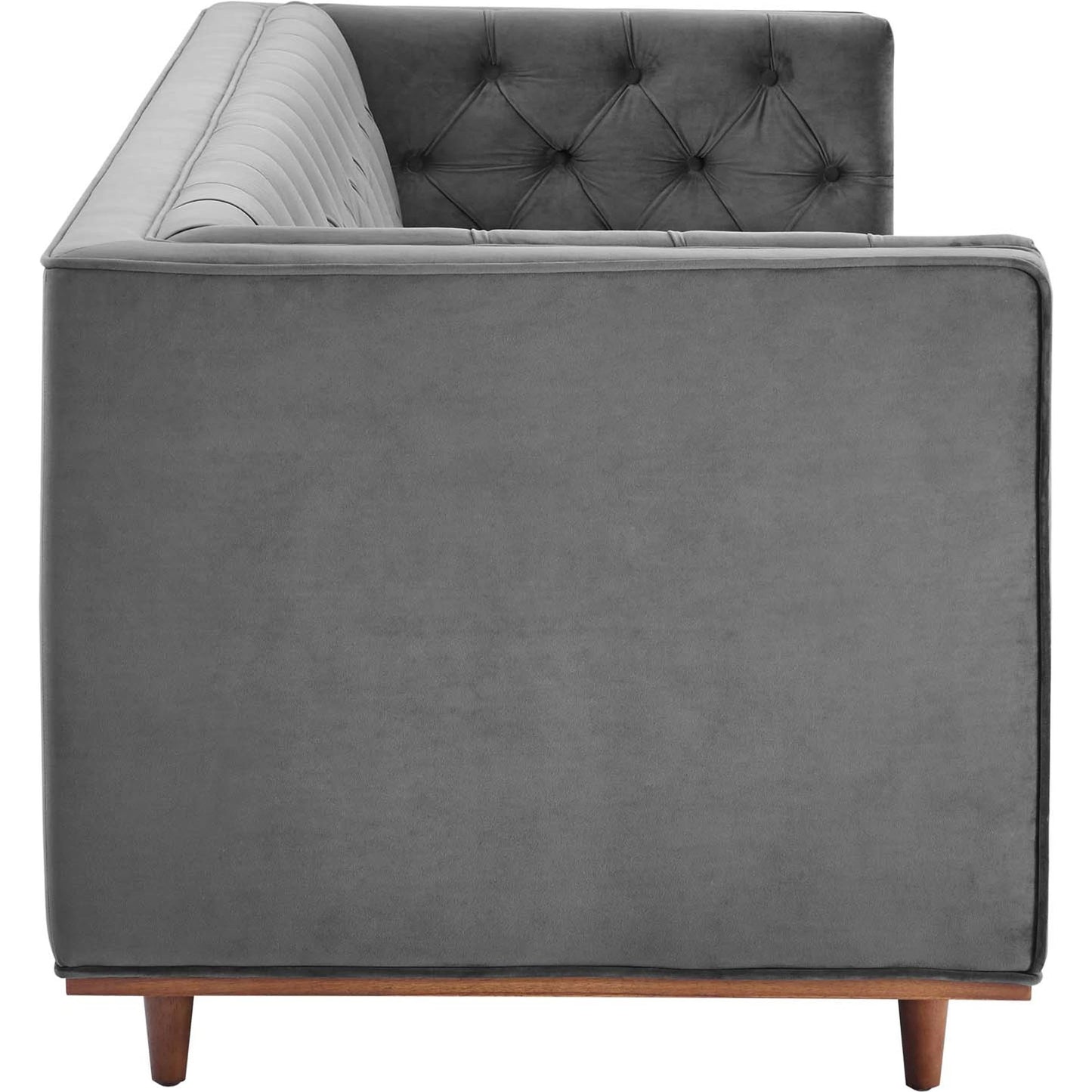 003 SI-1928146 | Additional Silo | Carbon Sofa by Evans & Londeen in gray. Made from 2int foam density 62lbs, m3, 2.5int foam density 67lbs, 1int foam density 40lbs, silk cotton, non-woven fabric cover, rubber wood legs, wood frame, legs is with walnut #12