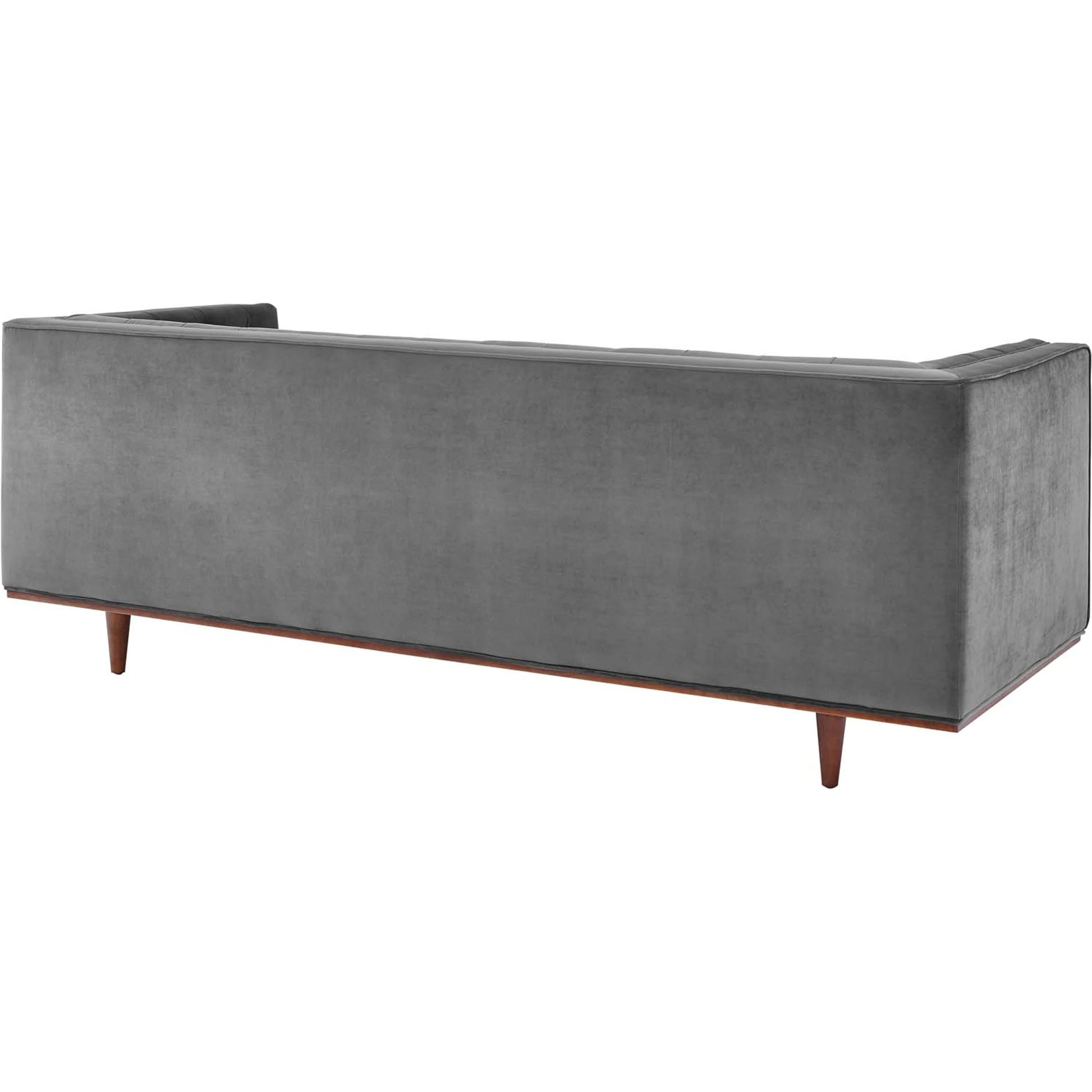 Carbon Sofa by Evans & Londeen in gray. Made from 2int foam density 62lbs, m3, 2.5int foam density 67lbs, 1int foam density 40lbs, silk cotton, non-woven fabric cover, rubber wood legs, wood frame, legs is with walnut #12