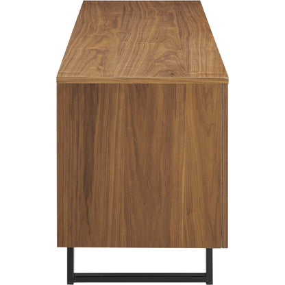 Henry 73" TV Stand by Evans & Londeen in walnut. Made from the body is 0.5in mdf with walnut wood veneer, legs is 40*20*1.2mm iron tube powder coated in black color in a modern style.