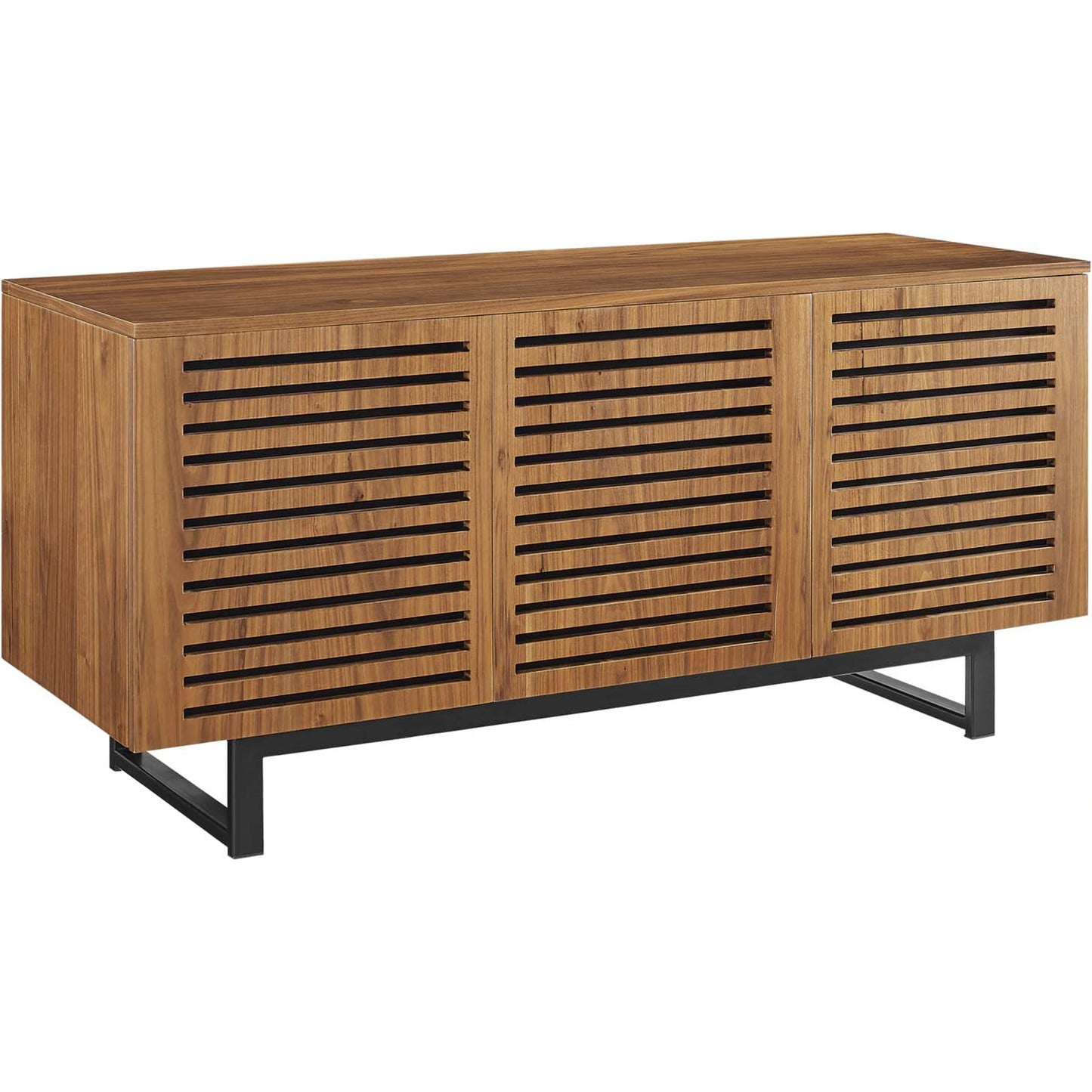 001 SI-1928182 | Primary Silo | Henry 55" TV Stand by Evans & Londeen in walnut. Made from the body is 18mm mdf with walnut wood veneer, legs is 40*20*1.2mm iron tube powder coated in black color in a modern style.