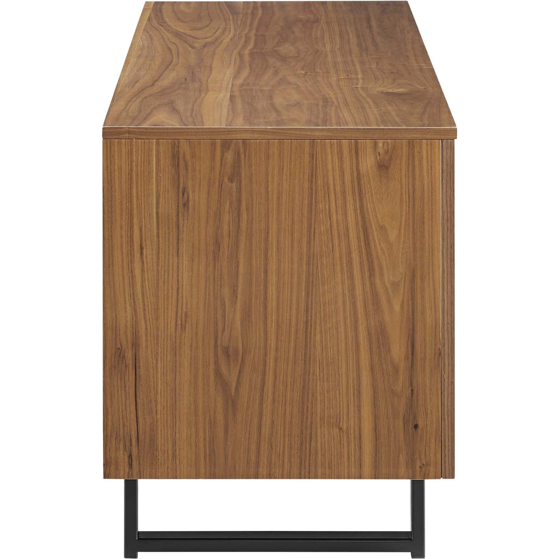 Henry 55" TV Stand by Evans & Londeen in walnut. Made from the body is 18mm mdf with walnut wood veneer, legs is 40*20*1.2mm iron tube powder coated in black color in a modern style.