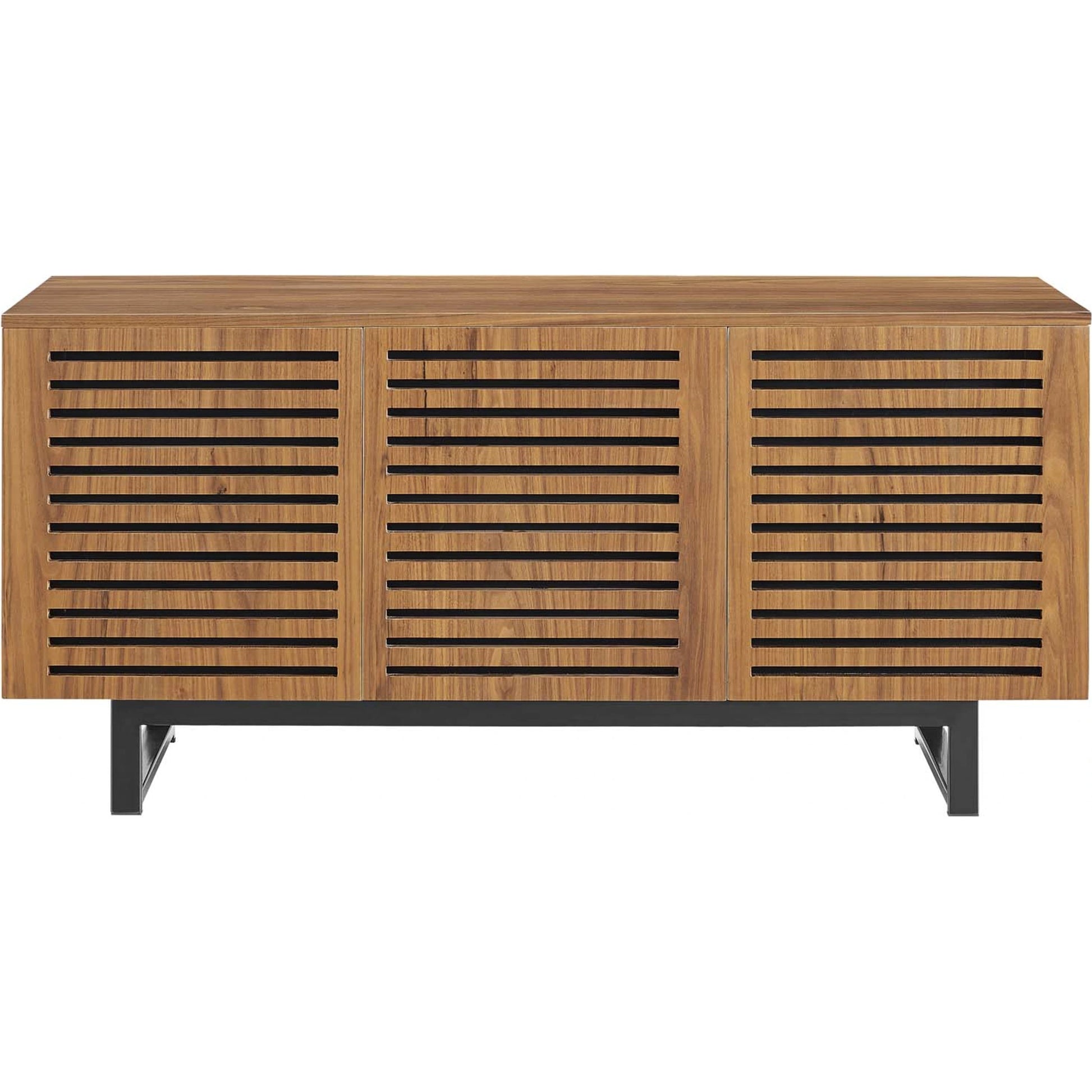 Henry 55" TV Stand by Evans & Londeen in walnut. Made from the body is 18mm mdf with walnut wood veneer, legs is 40*20*1.2mm iron tube powder coated in black color in a modern style.