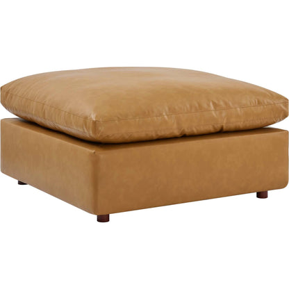Wheatland Down Filled Overstuffed Vegan 4-Piece Sectional Sofa by Evans & Londeen in tan. Made from solid wood, plastic foot pad, spring pocket, m3 density foam, seat cushion: doll cotton 50%, down feather 50% in a modern style.