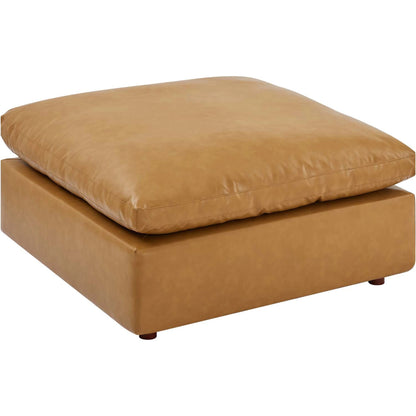 Wheatland Down Filled Overstuffed Vegan 4-Piece Sectional Sofa by Evans & Londeen in tan. Made from solid wood, plastic foot pad, spring pocket, m3 density foam, seat cushion: doll cotton 50%, down feather 50% in a modern style.