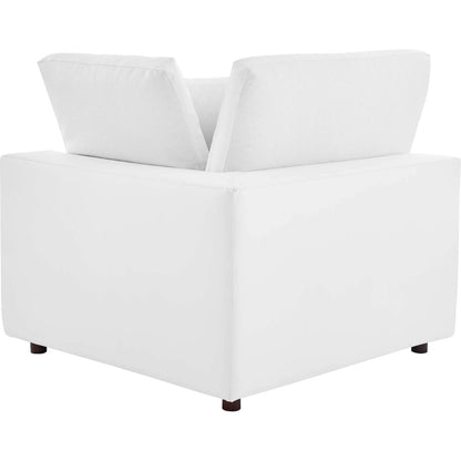 Wheatland Down Filled Overstuffed Vegan 4-Piece Sectional Sofa by Evans & Londeen in tan. Made from solid wood, plastic foot pad, spring pocket, m3 density foam, seat cushion: doll cotton 50%, down feather 50% in a modern style.