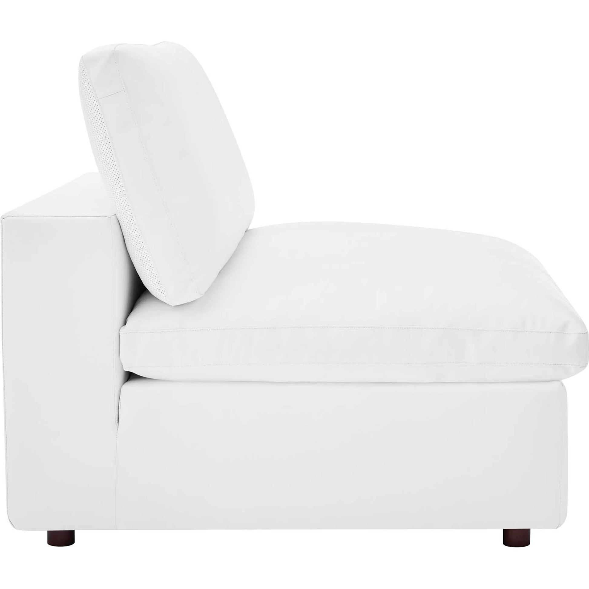 Wheatland Down Filled Overstuffed Vegan 4-Piece Sectional Sofa by Evans & Londeen in tan. Made from solid wood, plastic foot pad, spring pocket, m3 density foam, seat cushion: doll cotton 50%, down feather 50% in a modern style.