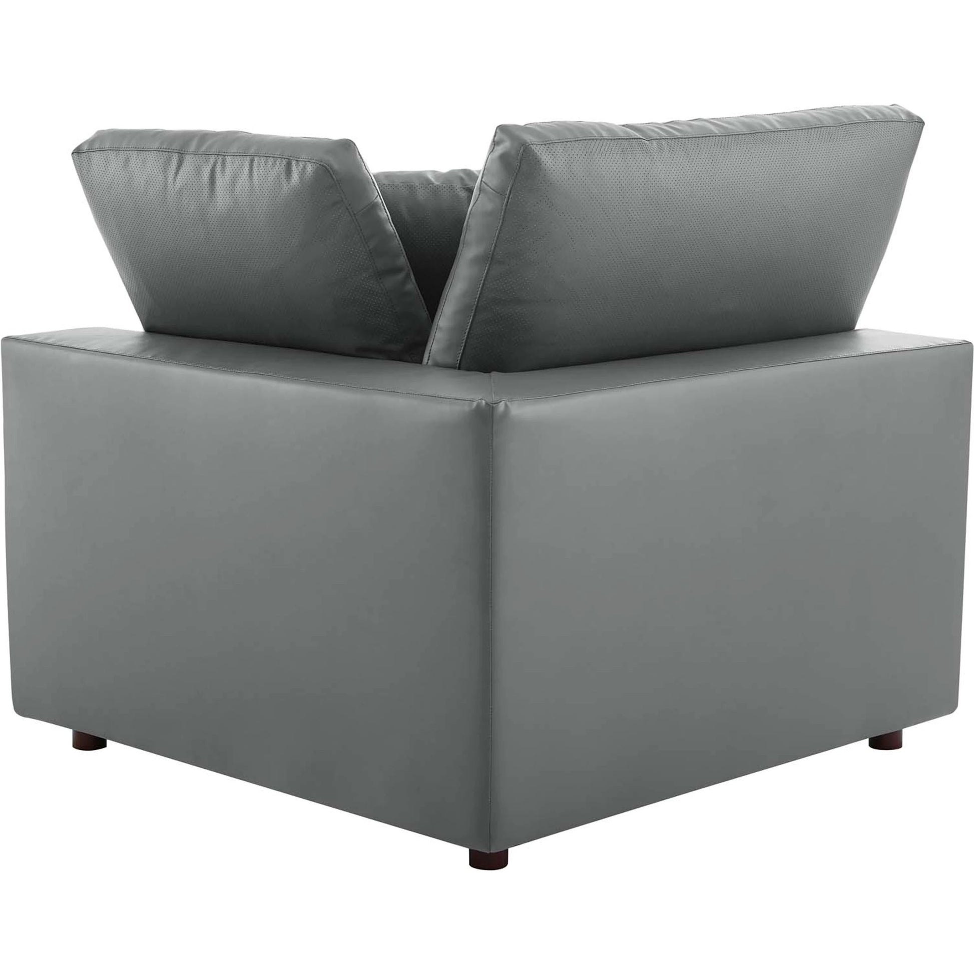 Wheatland Down Filled Overstuffed Vegan 5-Piece Sectional Sofa by Evans & Londeen in tan. Made from solid wood, plastic foot pad, spring pocket, m3 density foam, seat cushion: doll cotton 50%, down feather 50% in a modern style.