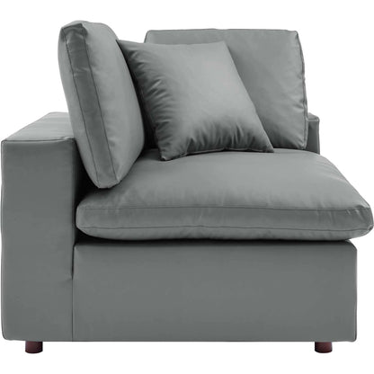 Wheatland Down Filled Overstuffed Vegan 5-Piece Sectional Sofa by Evans & Londeen in tan. Made from solid wood, plastic foot pad, spring pocket, m3 density foam, seat cushion: doll cotton 50%, down feather 50% in a modern style.