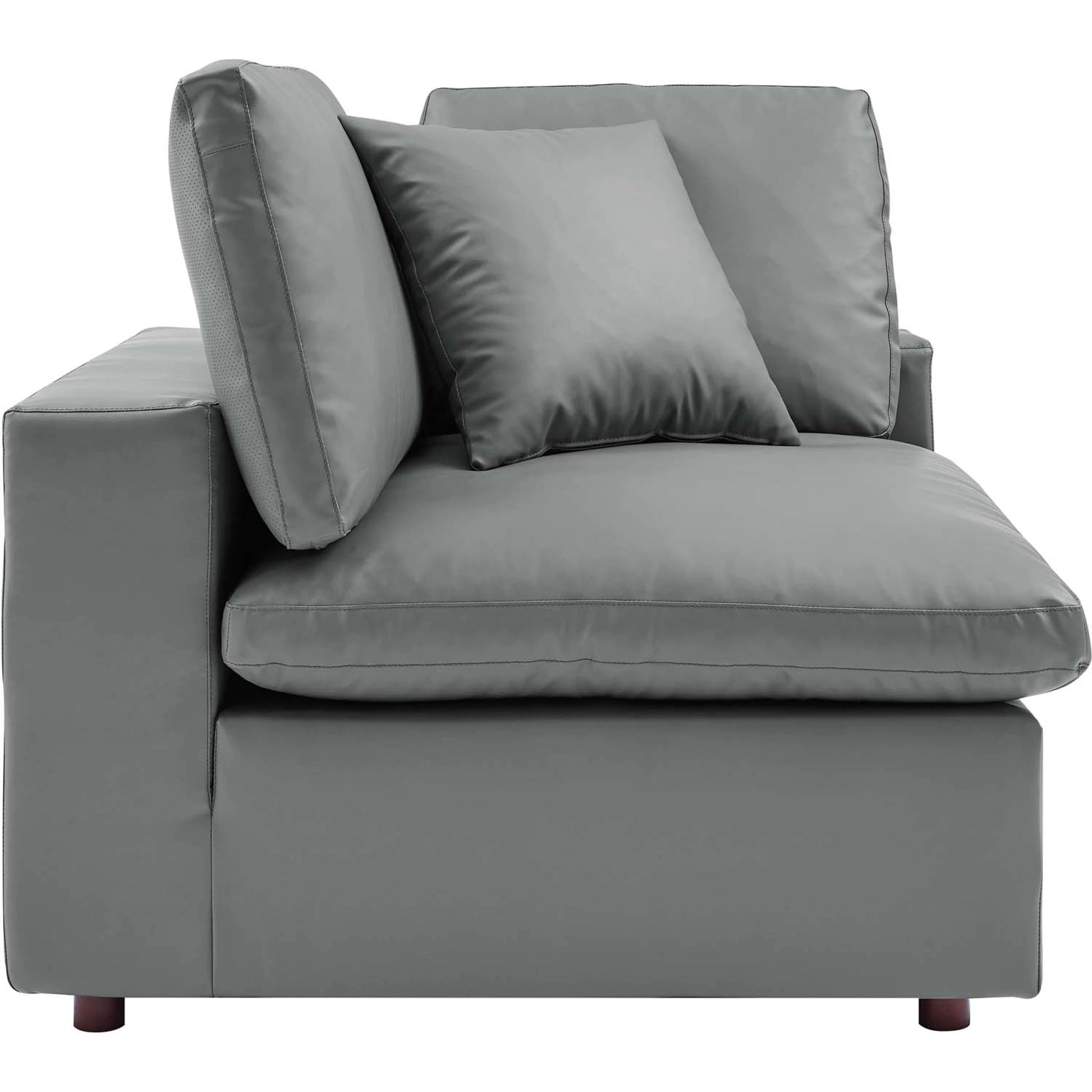 Wheatland Down Filled Overstuffed Vegan 6-Piece Sectional Sofa by Evans & Londeen in tan. Made from solid wood, plastic foot pad, spring pocket, m3 density foam, seat cushion: doll cotton 50%, down feather 50% in a modern style.