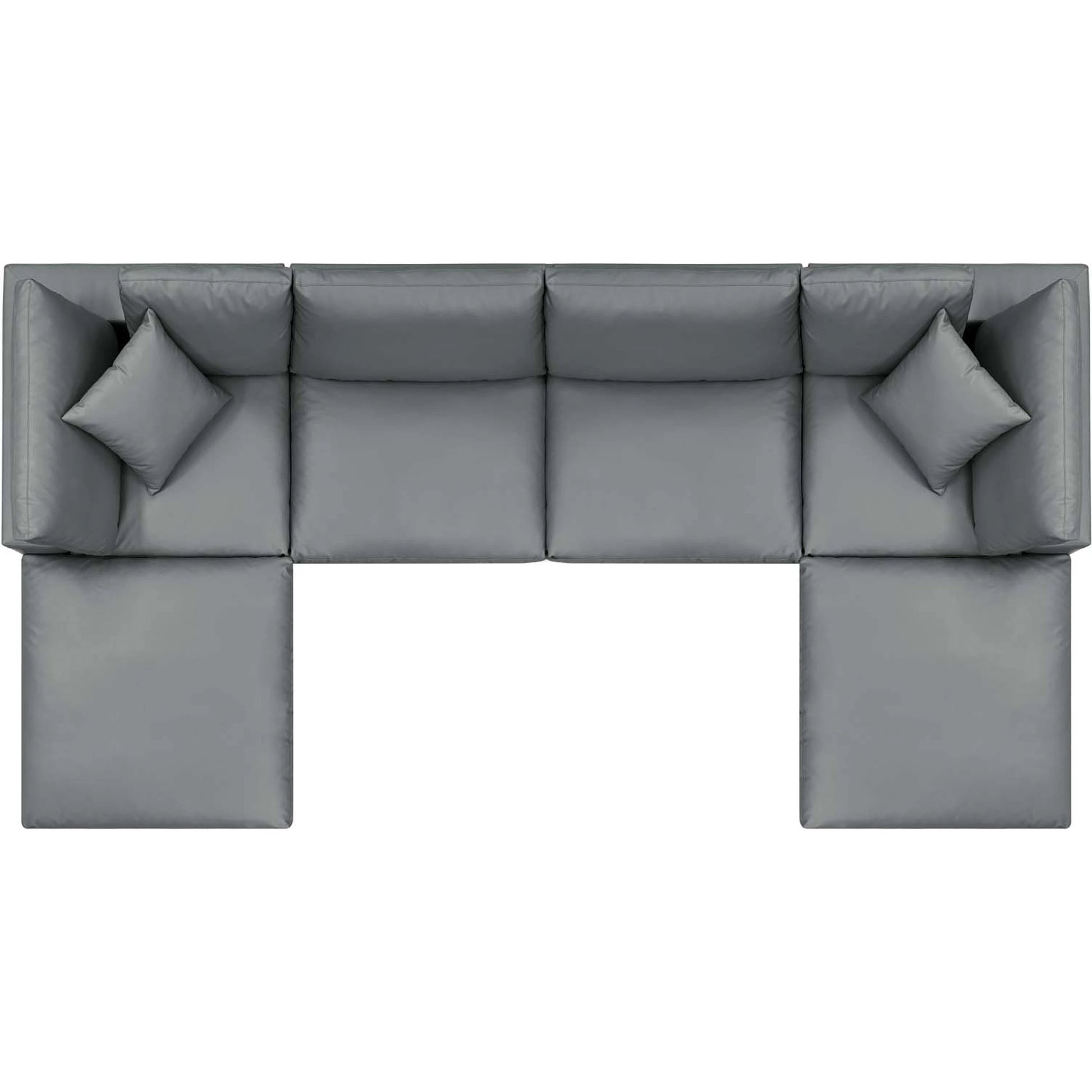 Wheatland Down Filled Overstuffed Vegan 6-Piece Sectional Sofa by Evans & Londeen in tan. Made from solid wood, plastic foot pad, spring pocket, m3 density foam, seat cushion: doll cotton 50%, down feather 50% in a modern style.