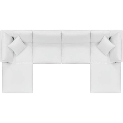 Wheatland Down Filled Overstuffed Vegan 6-Piece Sectional Sofa by Evans & Londeen in tan. Made from solid wood, plastic foot pad, spring pocket, m3 density foam, seat cushion: doll cotton 50%, down feather 50% in a modern style.