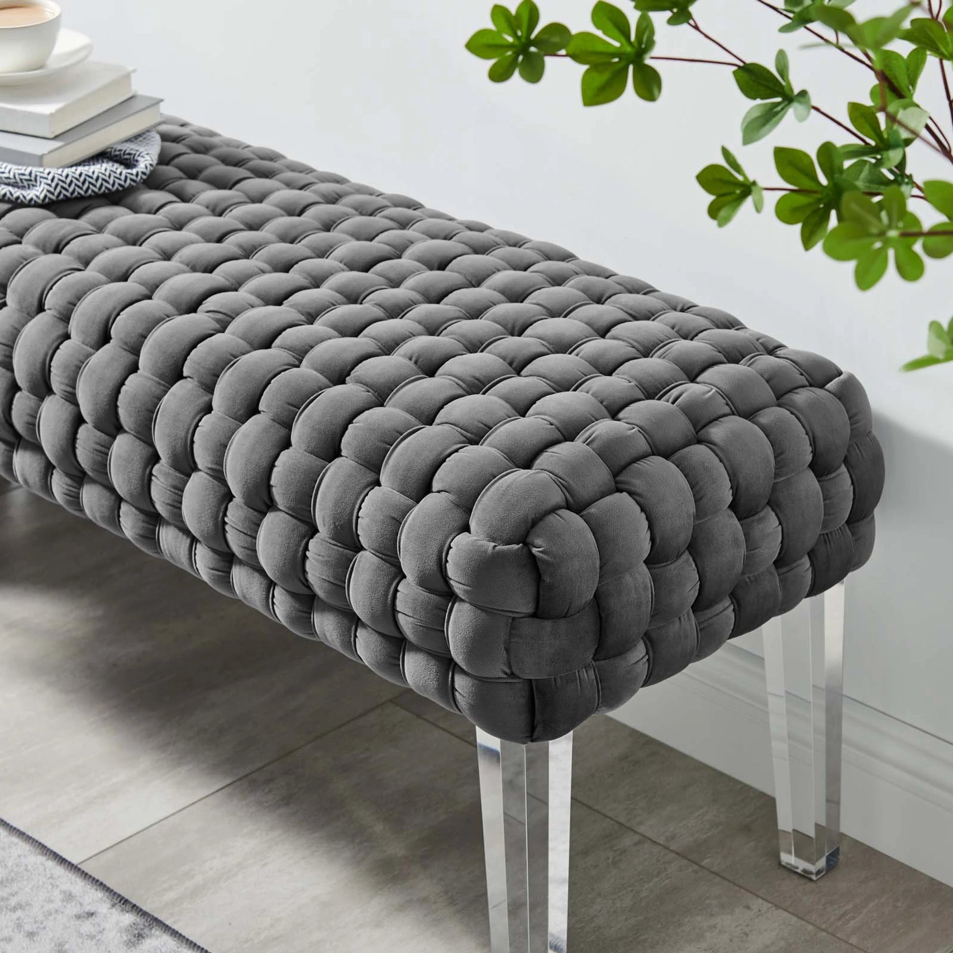 Skagway Woven Ottoman by Evans & Londeen. Made from plywood, seat: top foam density 38kg, m3 with thickness 20mm, 100% polyester, white foot pad at the bottom, solid wood in a modern style.