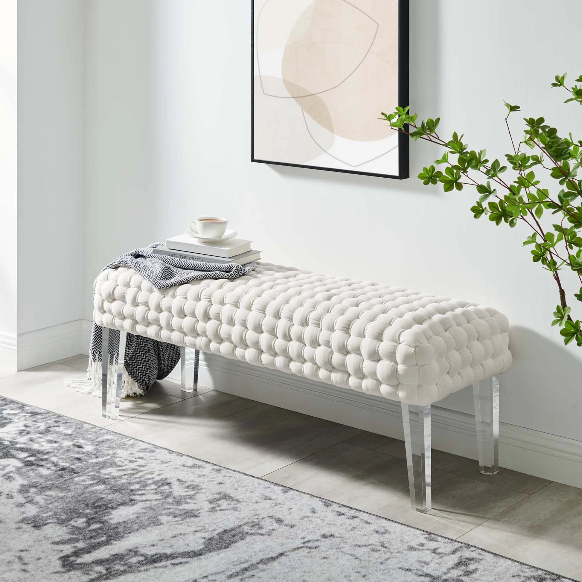 Skagway Woven Ottoman by Evans & Londeen. Made from plywood, seat: top foam density 38kg, m3 with thickness 20mm, 100% polyester, white foot pad at the bottom, solid wood in a modern style.