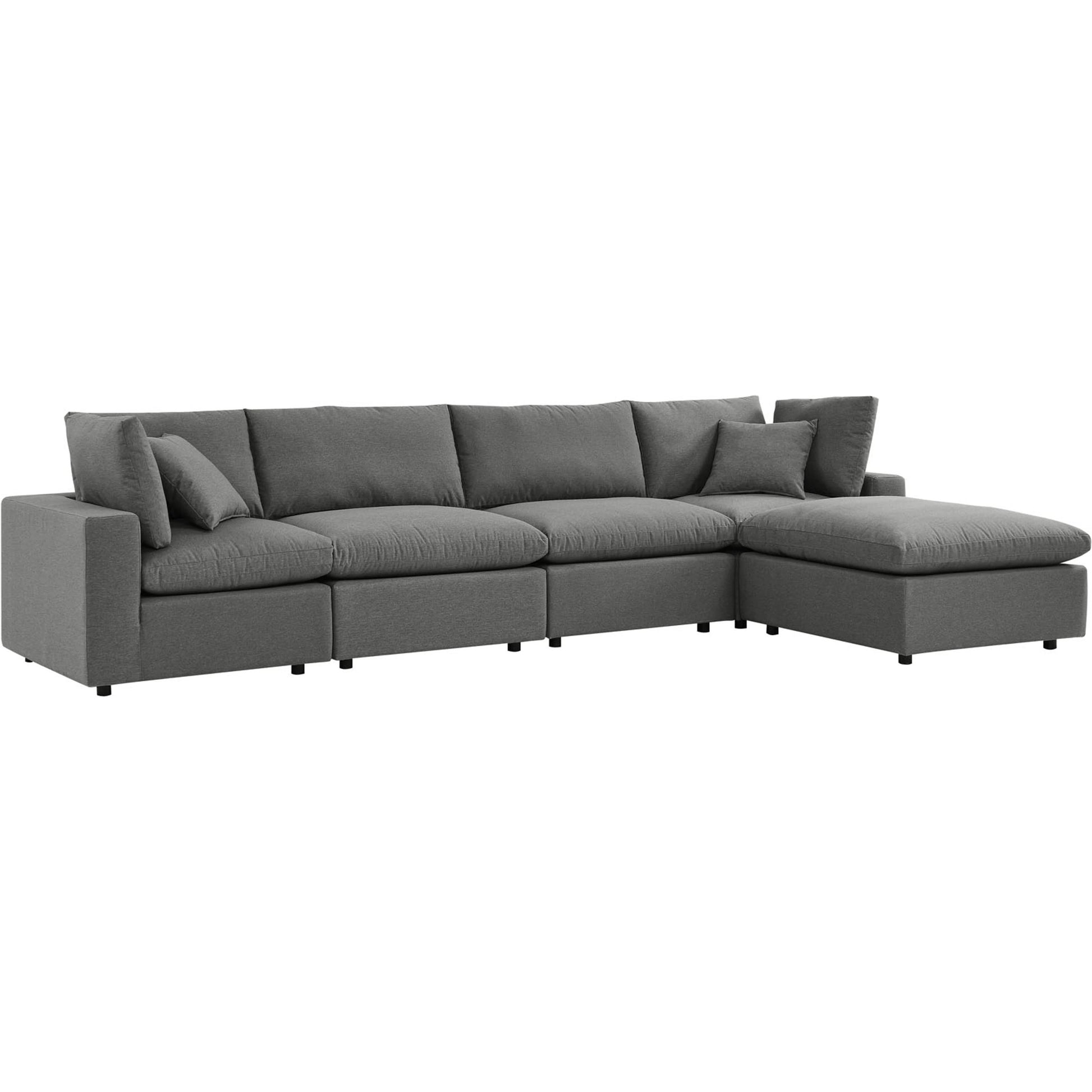 Wheatland 5-Piece Sectional Sofa by Evans & Londeen in charcoal. Made from seat cushion: foam density 34kg, m3, spray bonded cotton, non-woven fabric cover, doll cotton, aluminium frame, aluminum tube in a modern style.