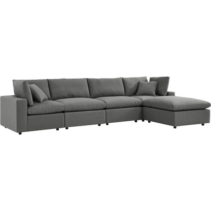 Wheatland 5-Piece Sectional Sofa by Evans & Londeen in charcoal. Made from seat cushion: foam density 34kg, m3, spray bonded cotton, non-woven fabric cover, doll cotton, aluminium frame, aluminum tube in a modern style.