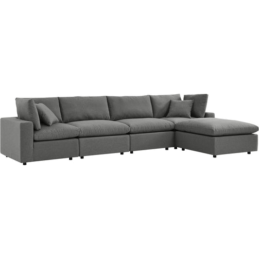 Wheatland 5-Piece Sectional Sofa by Evans & Londeen in charcoal. Made from seat cushion: foam density 34kg, m3, spray bonded cotton, non-woven fabric cover, doll cotton, aluminium frame, aluminum tube in a modern style.