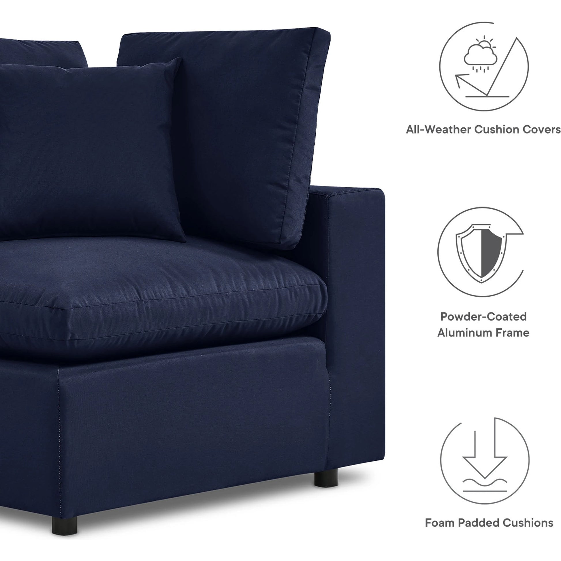Wheatland 5-Piece Sectional Sofa by Evans & Londeen in charcoal. Made from seat cushion: foam density 34kg, m3, spray bonded cotton, non-woven fabric cover, doll cotton, aluminium frame, aluminum tube in a modern style.