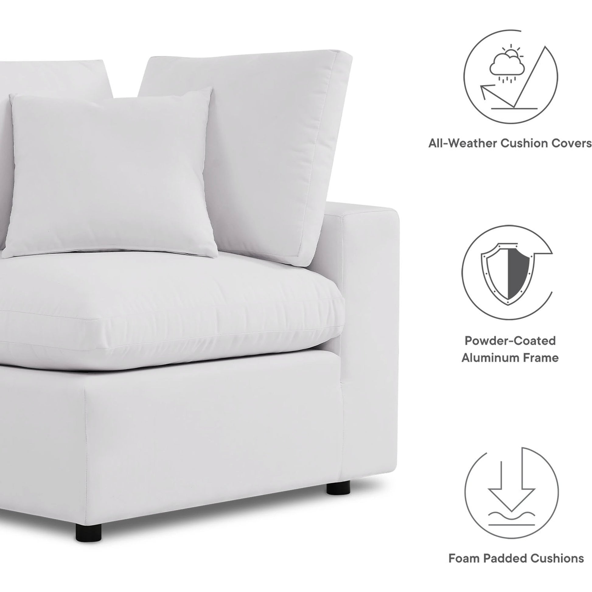 Wheatland 5-Piece Sectional Sofa by Evans & Londeen in charcoal. Made from seat cushion: foam density 34kg, m3, spray bonded cotton, non-woven fabric cover, doll cotton, aluminium frame, aluminum tube in a modern style.
