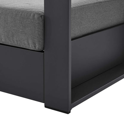 Conejos Powder-Coated Aluminum Armchair by Evans & Londeen. Made from seat cushion: foam density, weimas grey fabric, aluminum white powder coated in a modern style.