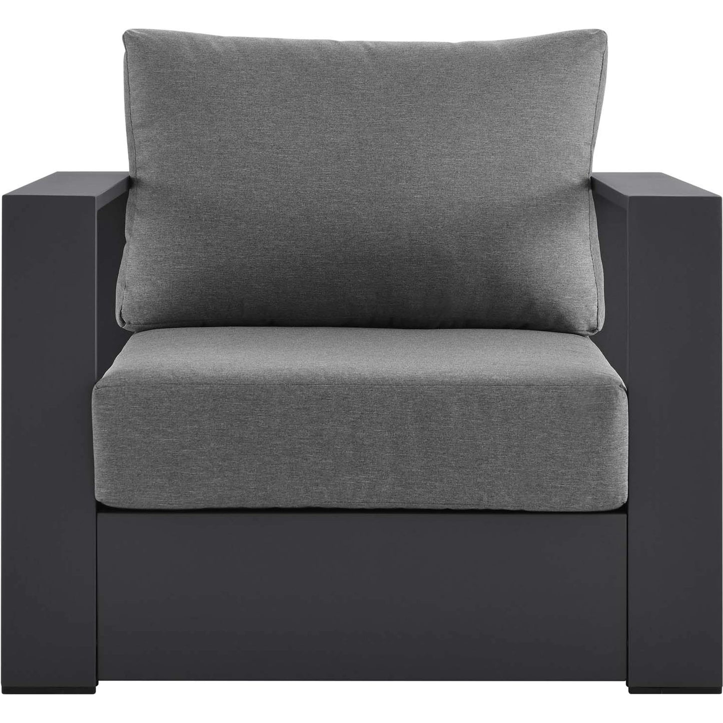 025 SI-1929648 | Additional Silo | Conejos Powder-Coated Aluminum Armchair by Evans & Londeen. Made from seat cushion: foam density, weimas grey fabric, aluminum white powder coated in a modern style.