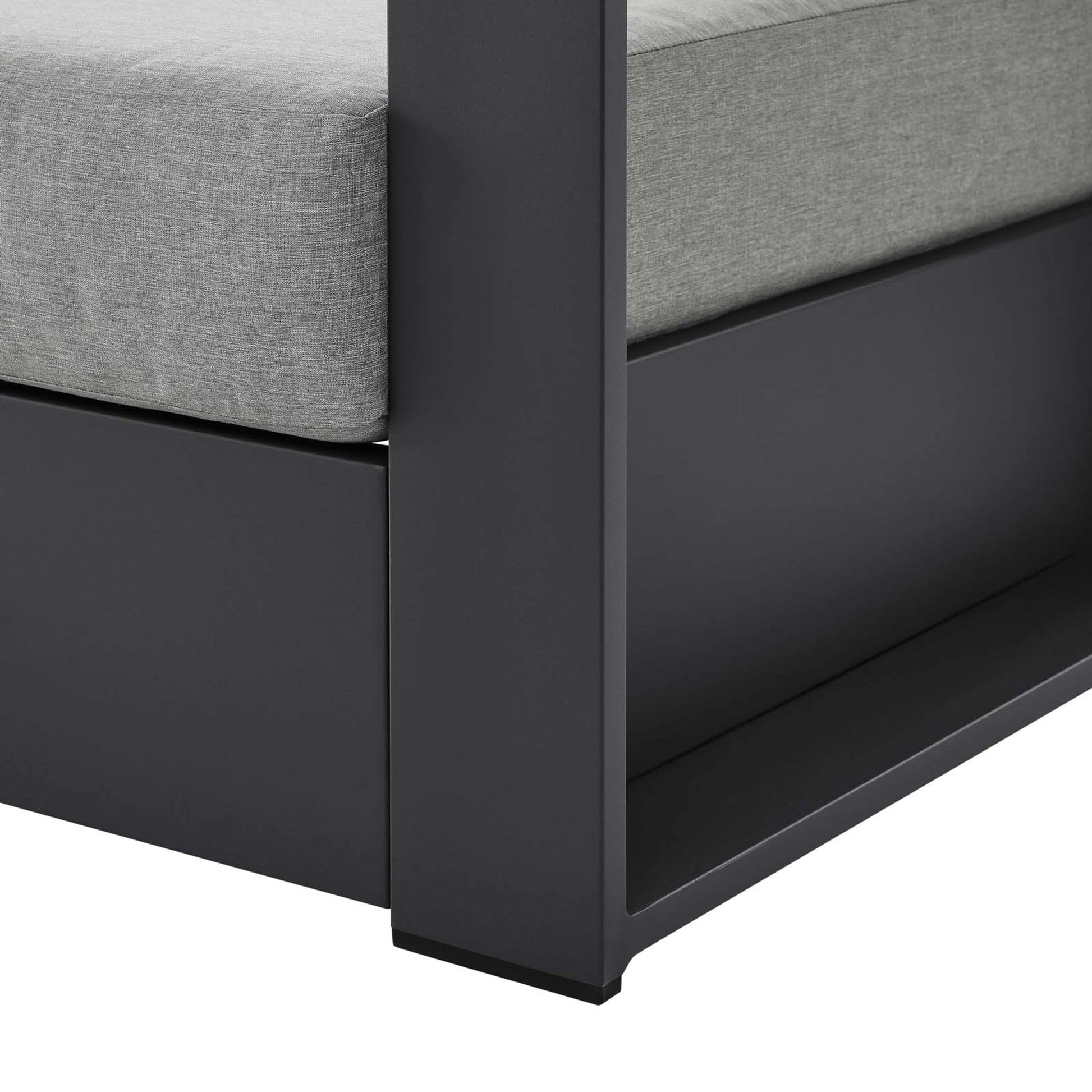 Conejos Powder-Coated Aluminum Armchair by Evans & Londeen. Made from seat cushion: foam density, weimas grey fabric, aluminum white powder coated in a modern style.