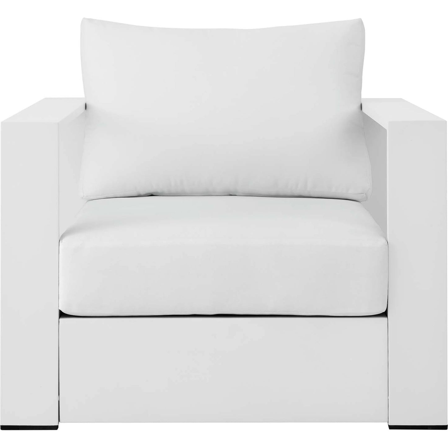 030 SI-1929653 | Additional Silo | Conejos Powder-Coated Aluminum Armchair by Evans & Londeen. Made from seat cushion: foam density, weimas grey fabric, aluminum white powder coated in a modern style.