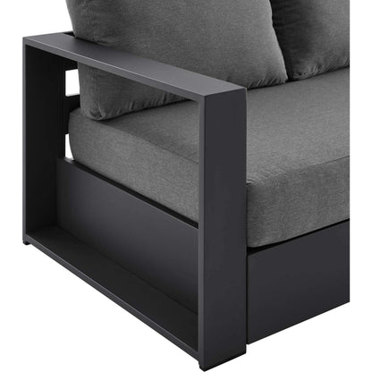 Conejos Powder-Coated Aluminum Sofa by Evans & Londeen. Made from seat cushion: foam density 30kgs, m3, seat front is covered by 20mmt spraying bonded wadding in a modern style.