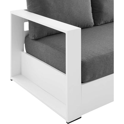 Conejos Powder-Coated Aluminum Sofa by Evans & Londeen. Made from seat cushion: foam density 30kgs, m3, seat front is covered by 20mmt spraying bonded wadding in a modern style.