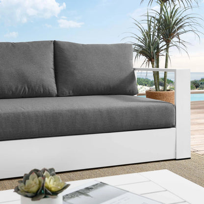Conejos Powder-Coated Aluminum Sofa by Evans & Londeen. Made from seat cushion: foam density 30kgs, m3, seat front is covered by 20mmt spraying bonded wadding in a modern style.