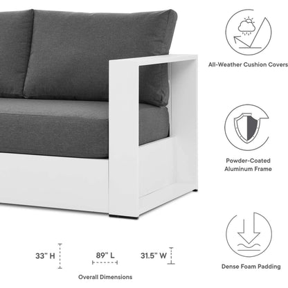 Conejos Powder-Coated Aluminum Sofa by Evans & Londeen. Made from seat cushion: foam density 30kgs, m3, seat front is covered by 20mmt spraying bonded wadding in a modern style.