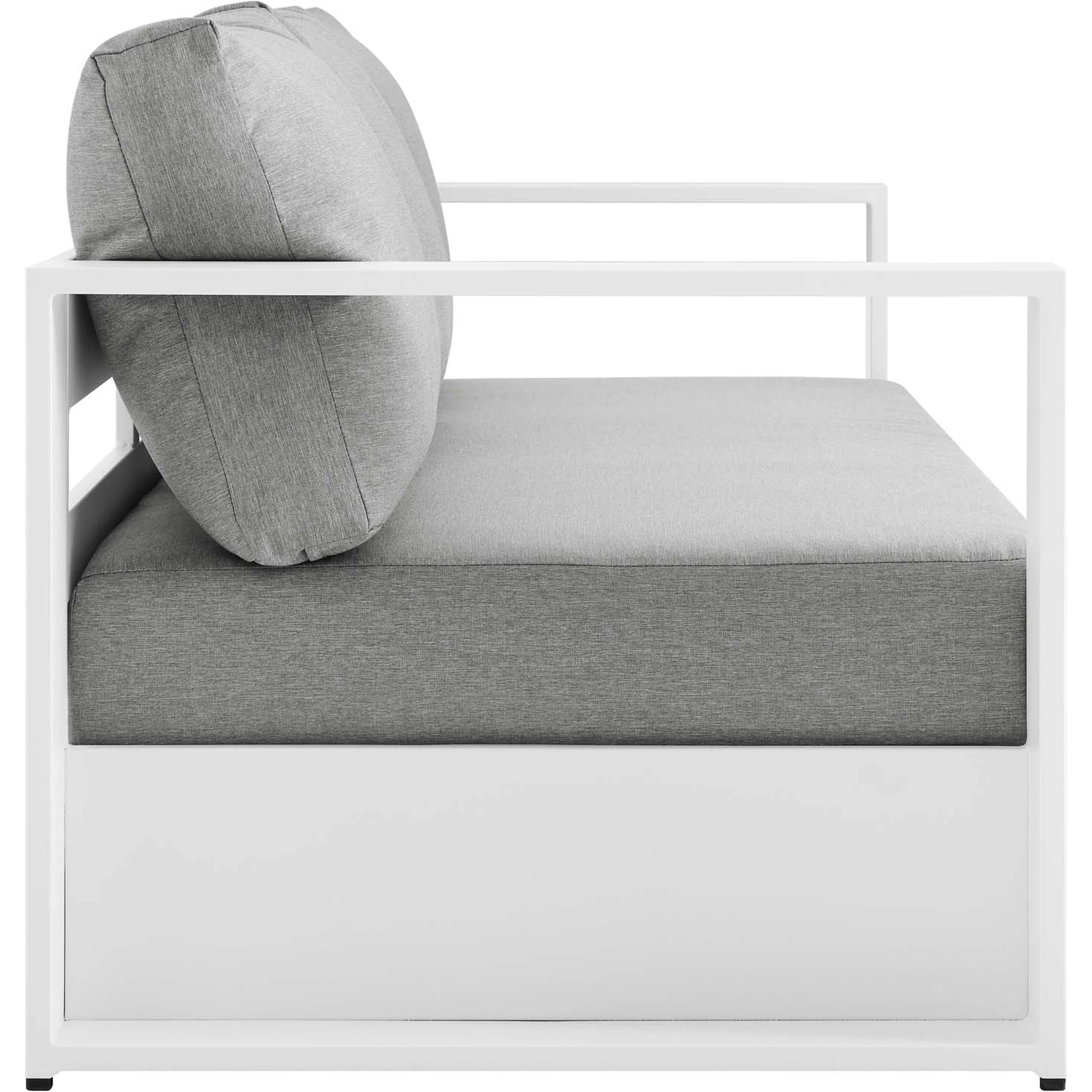 Conejos Powder-Coated Aluminum Sofa by Evans & Londeen. Made from seat cushion: foam density 30kgs, m3, seat front is covered by 20mmt spraying bonded wadding in a modern style.