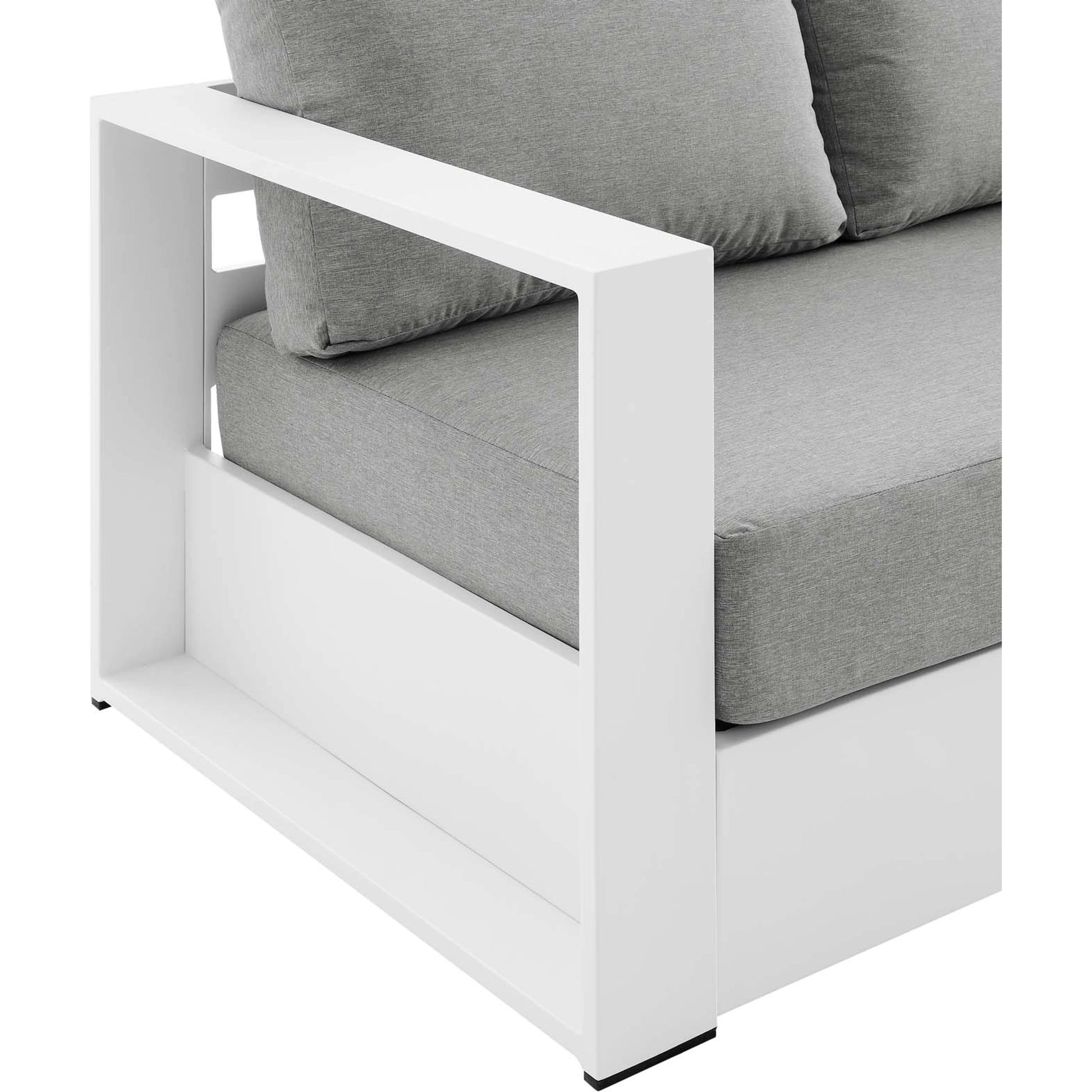 Conejos Powder-Coated Aluminum Sofa by Evans & Londeen. Made from seat cushion: foam density 30kgs, m3, seat front is covered by 20mmt spraying bonded wadding in a modern style.