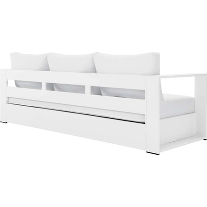 Conejos Powder-Coated Aluminum Sofa by Evans & Londeen. Made from seat cushion: foam density 30kgs, m3, seat front is covered by 20mmt spraying bonded wadding in a modern style.