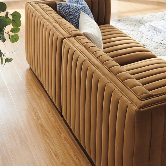 Stone Channel Loveseat by Evans & Londeen. Made from plywood, fabric in a modern style.