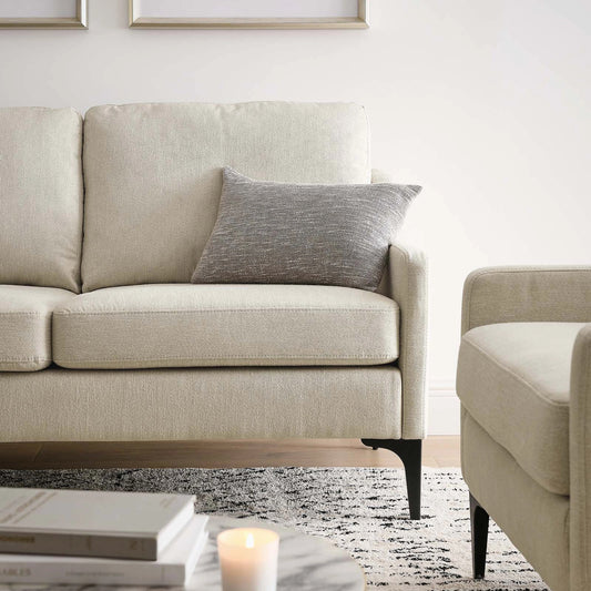 Copeland Loveseat by Evans & Londeen. Made from wood frame, zigzag spring, seat: 3 layer foam, bottom: foam with density 30kg, m3, shaotai fabric, 100% polyester, plywood in a modern style.