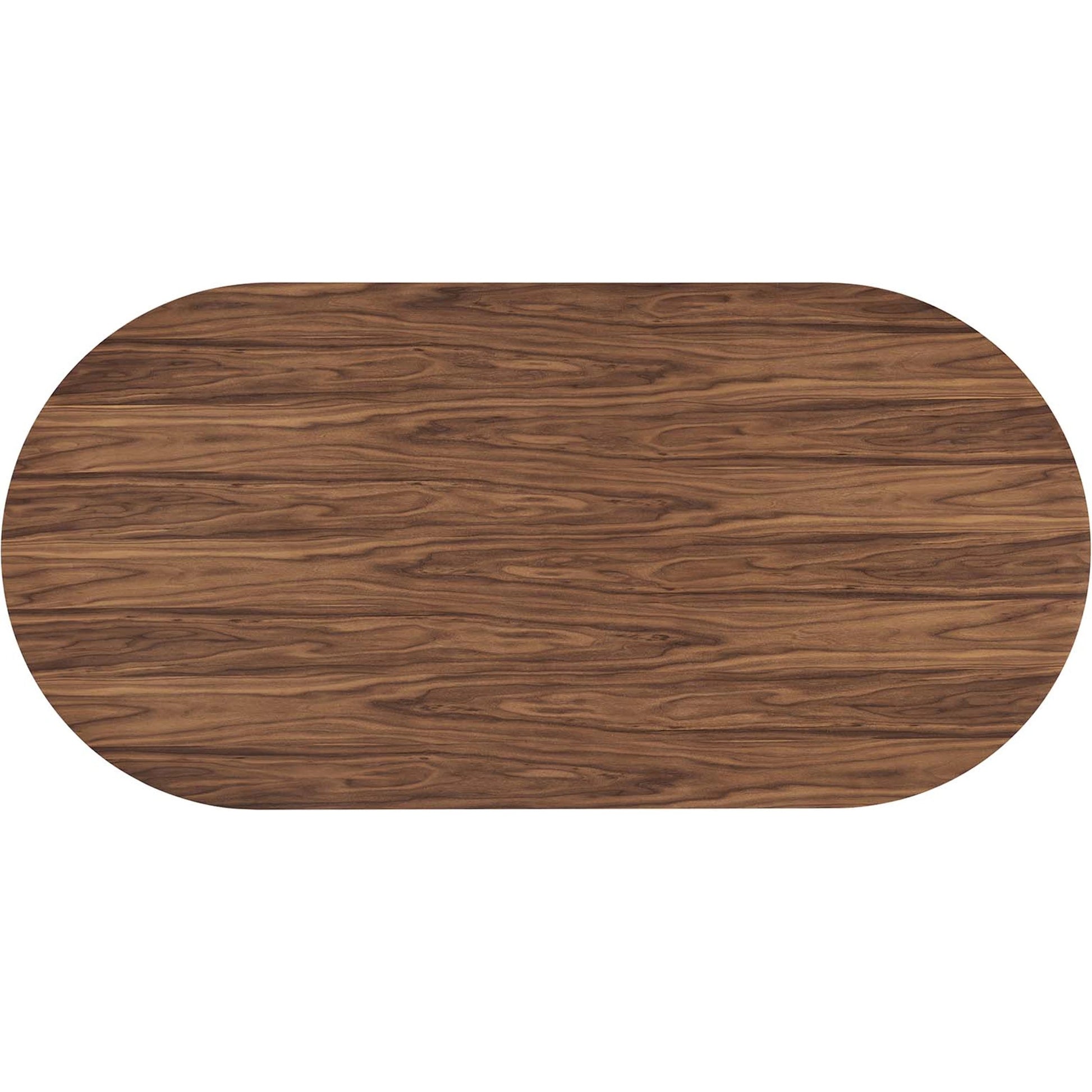 Fairbanks 95" Oval Dining Table by Evans & Londeen. Made from p2 mdf panel, american walut veneer color code: wa-01, bottom of both base is with 1 whole piece of 3mmt felt pad in a modern style.