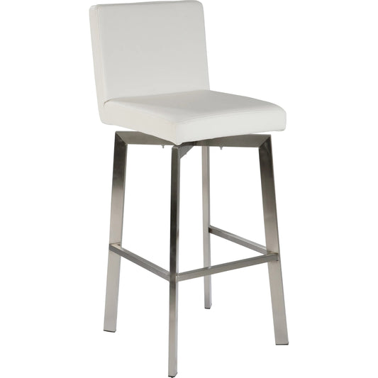 Giro Counter Stool by Moe's Home Collection in white. Made from brushed stainless steel, stainless steel in a modern style.