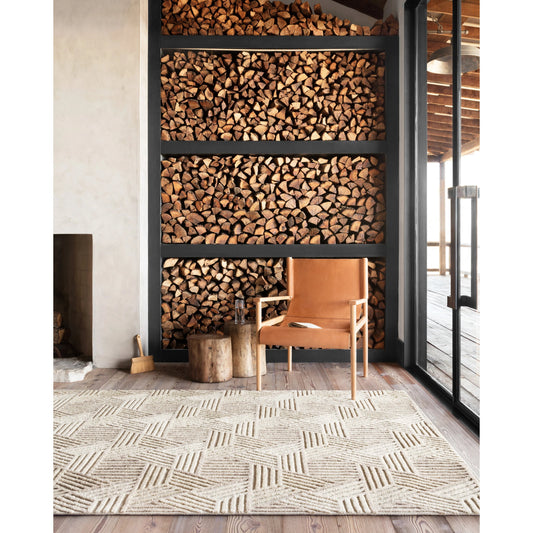 Ehren EHR-04 Rug by Loloi in oatmeal, ivory. Made from 100% wool in a modern style.