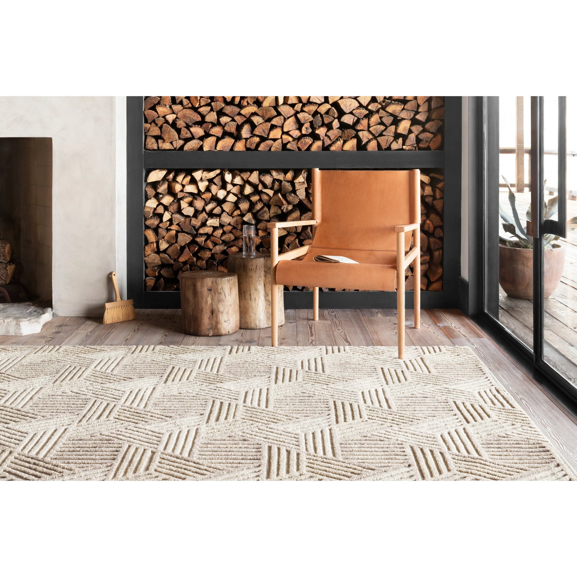 Ehren EHR-04 Rug by Loloi in oatmeal, ivory. Made from 100% wool in a modern style.