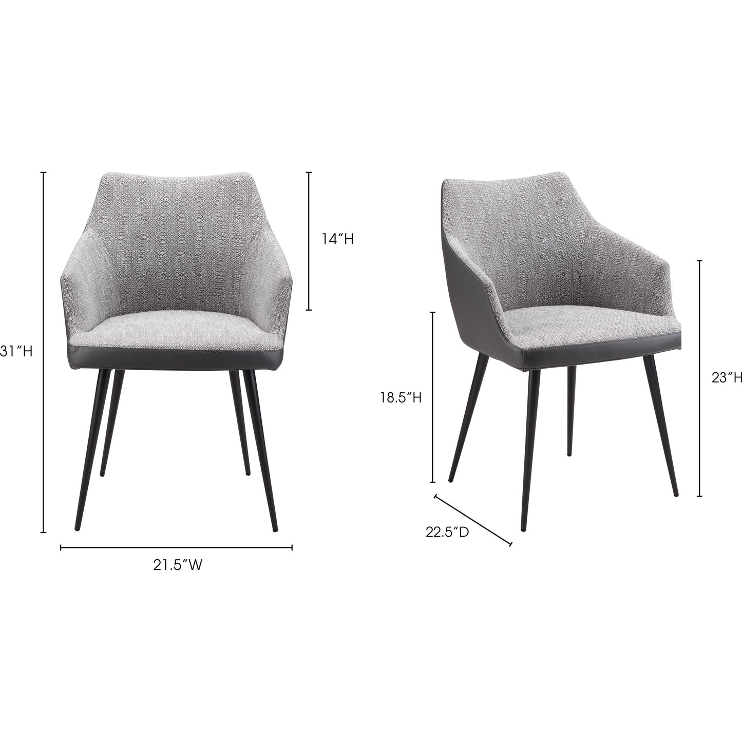 004 S-243635 | Additional Silo | Beckett Dining Chair by Moe's Home Collection in gray and powder coated. Made from 100% polyester, steel frame, foam in a modern style.