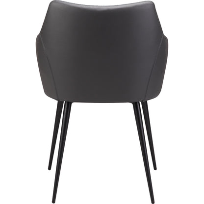 Beckett Dining Chair by Moe's Home Collection in gray and powder coated. Made from 100% polyester, steel frame, foam in a modern style.