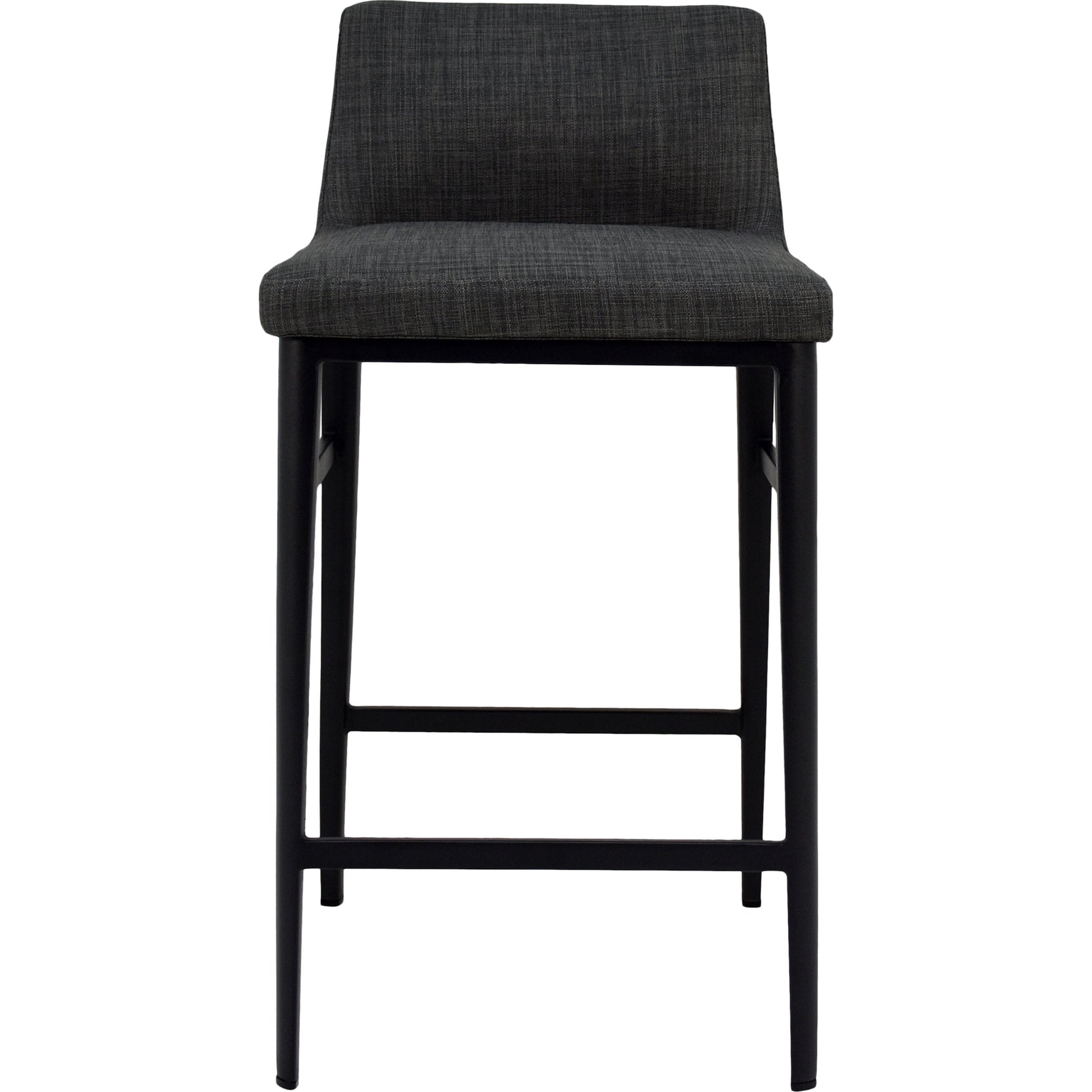 Baron Counter Stool Charcoal by Moe's Home Collection in charcoal gray and powder coated. Made from upholstery: 100% polyester, upholstery foam, steel legs, plywood in a modern style.